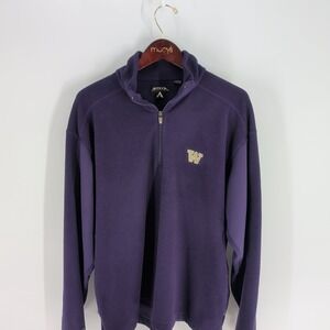 Washington Huskies Football NCAA Antigua 1/4 Zip Pullover Sweatshirt Purple Sz L